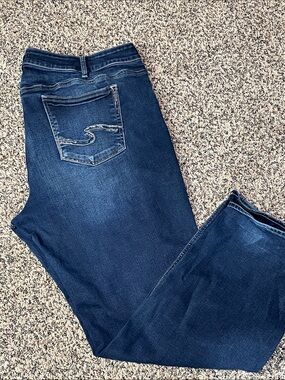 Silver Jeans Suki Straight Leg Women's Dark Blue Denim Plus Size 24W | EUC